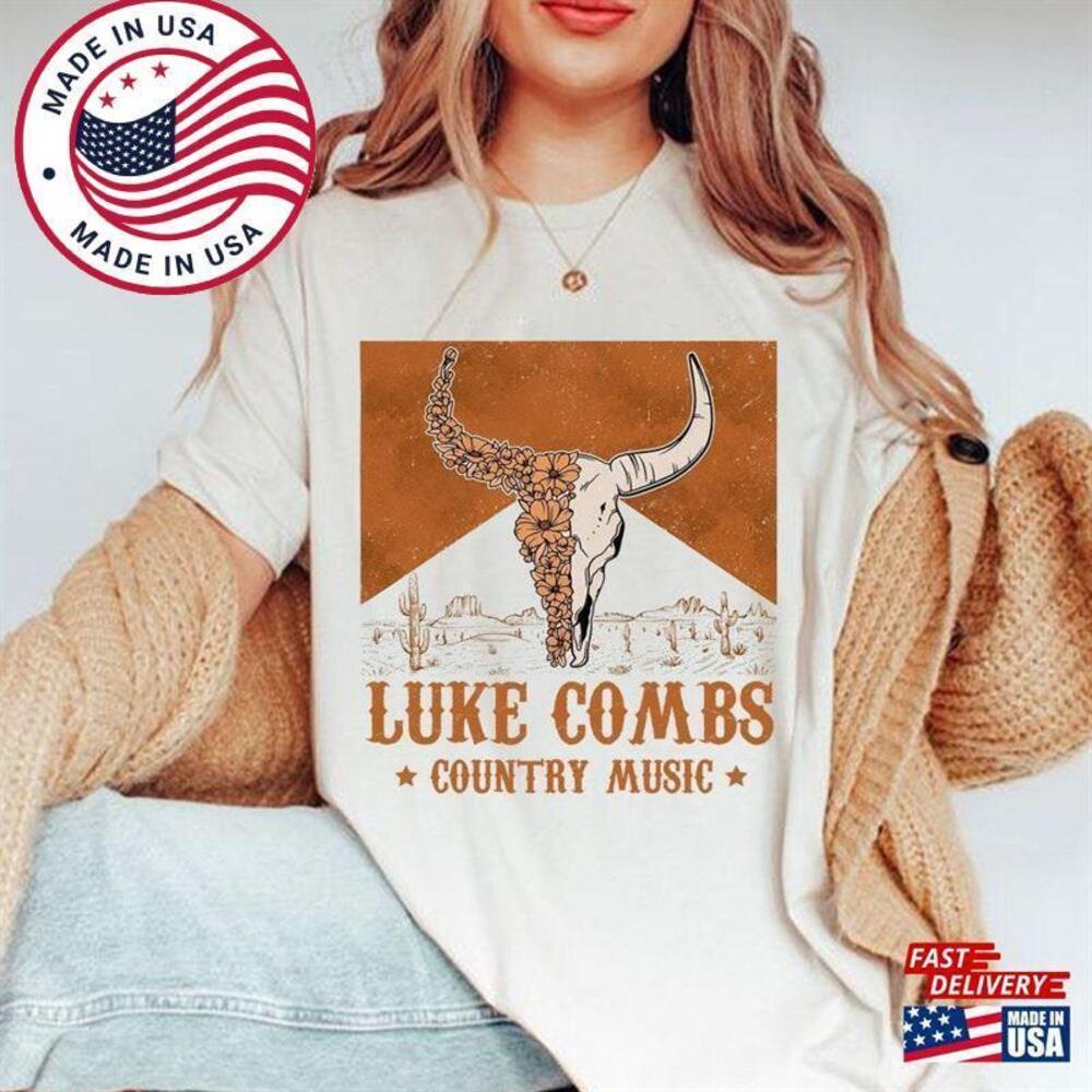 Luke Combs Bull Skull Country Music T-Shirt - Picture 1 of 4
